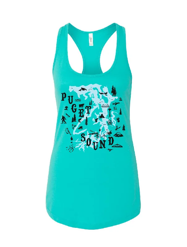 Puget Sound Map · Racerback Tank stretchy tank top