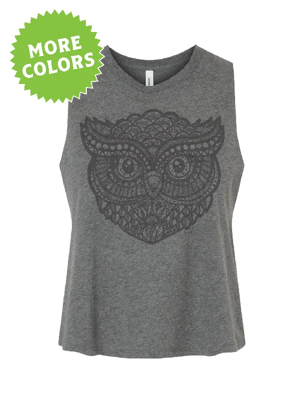 Zentangle Owl · Cropped Tank · Tonal fashionable tank top