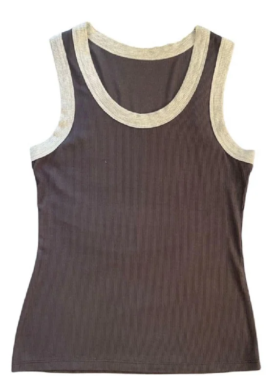 contrast rib tank bold tank top