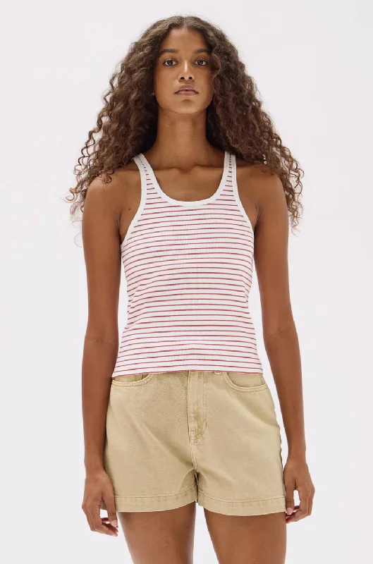 Assembly Label Drew Stripe Rib Tank ivory tank top