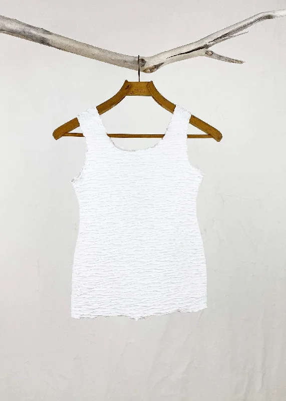 White Crinkle Charming Tank athletic tank top