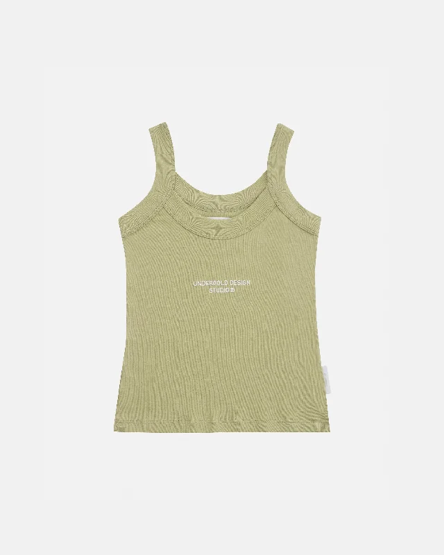 W Basics Tank Top Green mesh tank top