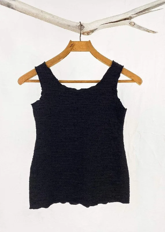 Black Crinkle Charming Tank Top ribbed tank top