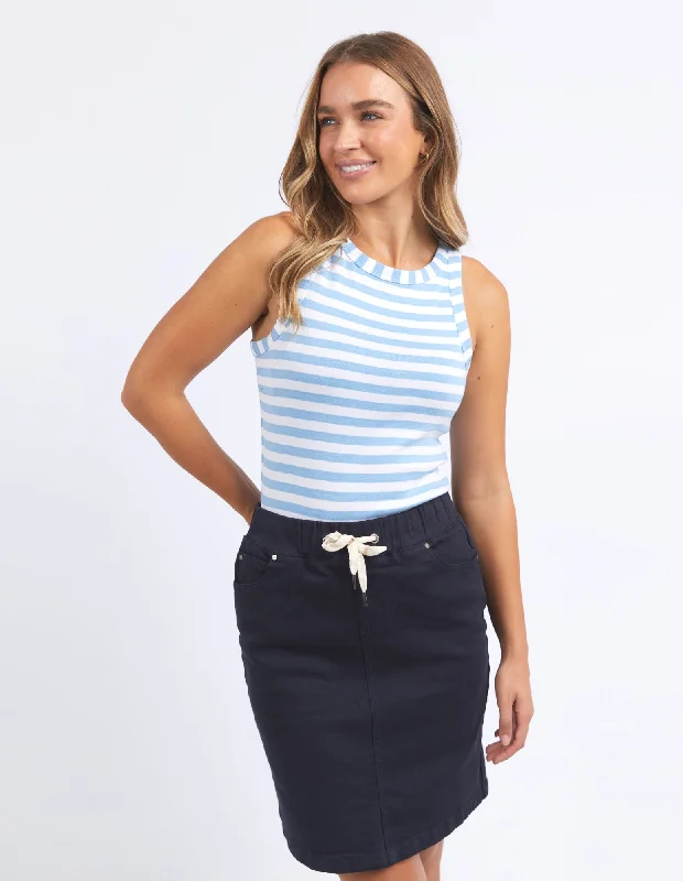 Foxwood Ruth Tank - Blue Bell / White Stripe crossback tank top