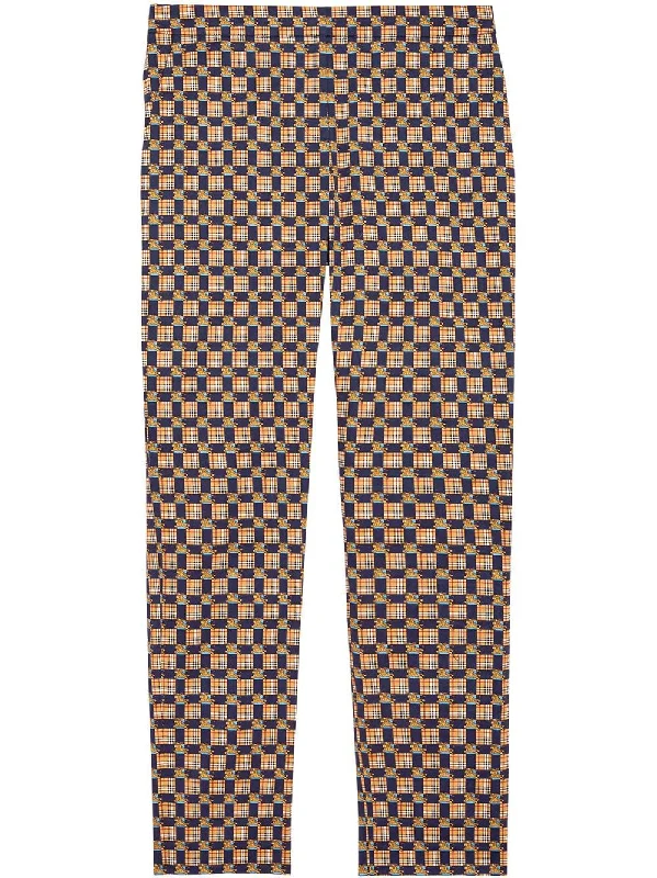 Tiled Archive Print Stretch Cotton Cigarette Trousers Trousers versatile functional