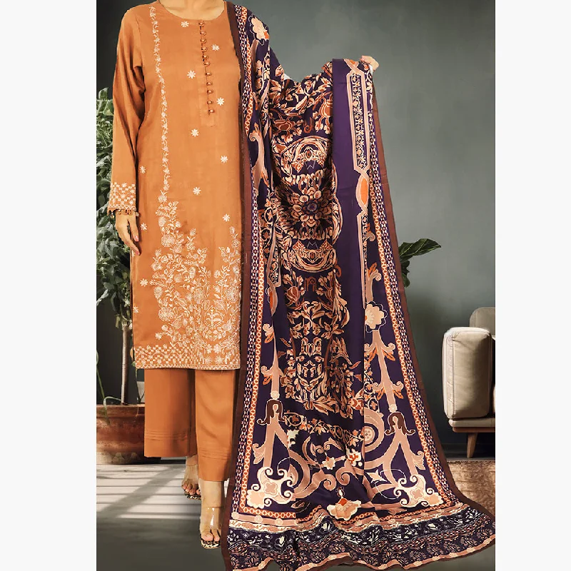 Eminent Dhank Embroidered Unstitched 3Pcs Suit with Herringbone Shawl - 18 Elegant Silk Shawl Scarf