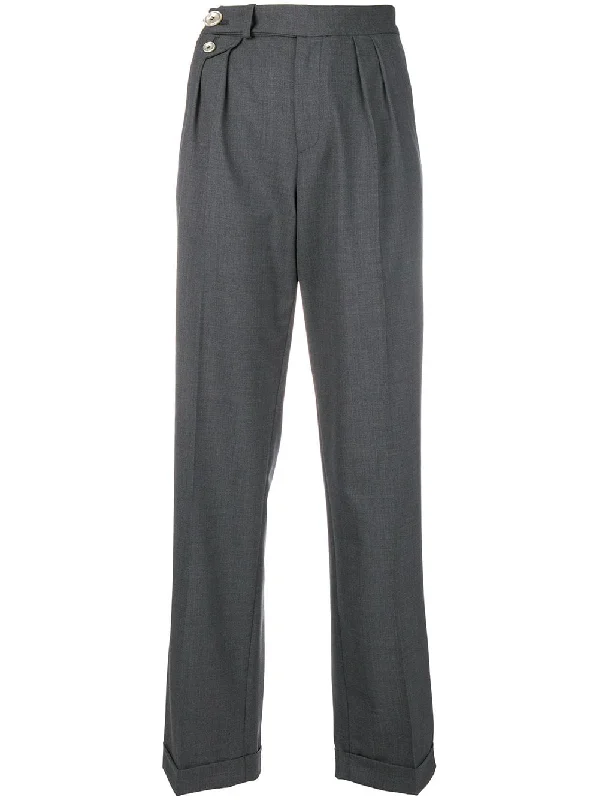 side button pleated trousers Trousers chic elegant