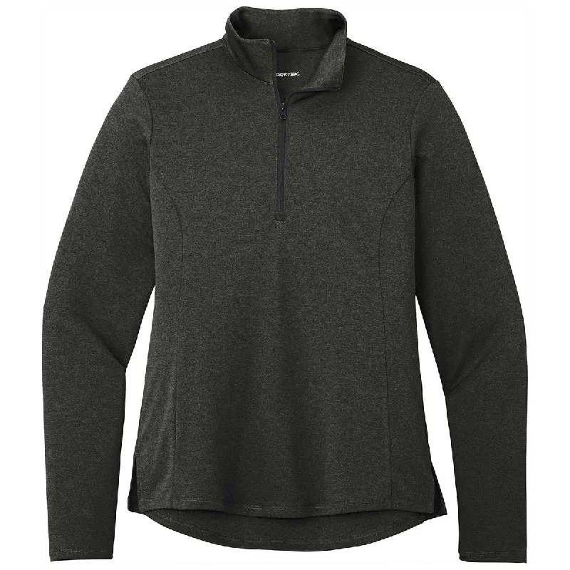 Sport-Tek Women's Black Heather Endeavor 1/4 Zip Pullover Long Sleeve Pullover