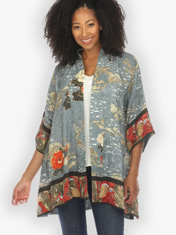 Happy Dragon Silk Kimono Jacket Bomber Jacket Anorak Windbreaker