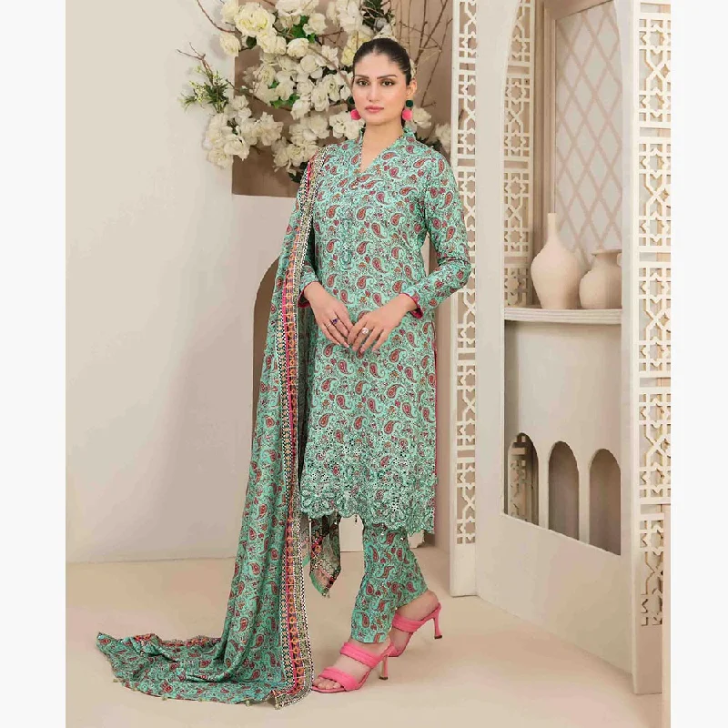 Tawakkal Mayal Viscose Embroidered Unstitched 3Pcs Suit With Shawl Stylish Fringed Shawl Cape