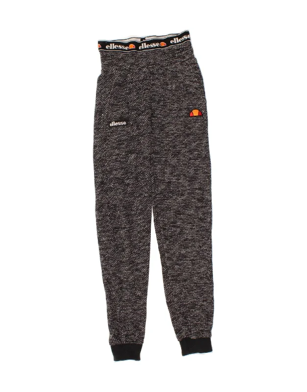 ELLESSE Womens Graphic Tracksuit Trousers Joggers UK 4 XS  Black Acrylic Trousers practical durable