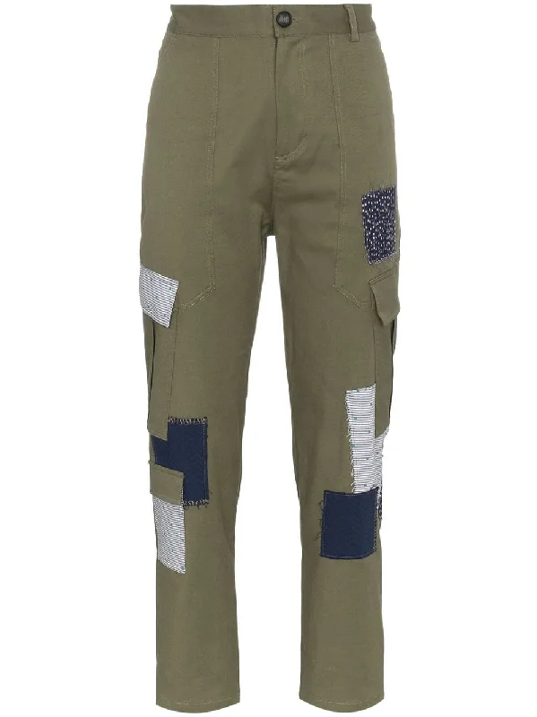 Cotton combat trousers with patches Trousers Cargo Utility