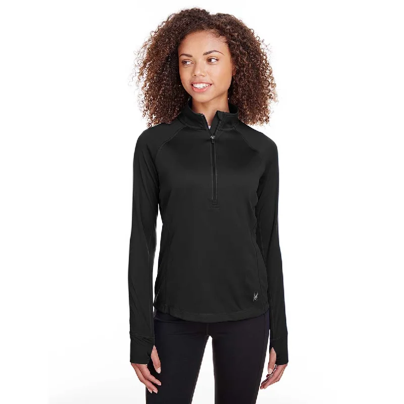 Spyder Women's Black Freestyle Half-Zip Pullover Bateau Neck Pullover