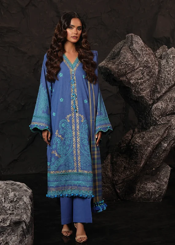 3 Pc Printed Slub Viscose Suit With Shawl Soft Pashmina Shawl Wrap