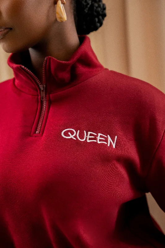 BURGUNDY QUEEN  Pullover SHORT Set Tapered Sleeve Pullover