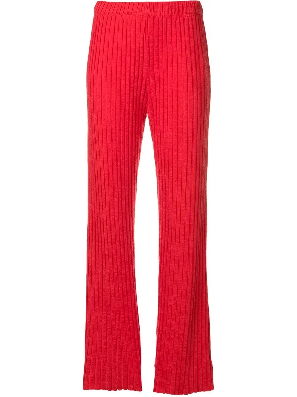 rib knit wide leg trousers Trousers sophisticated sleek