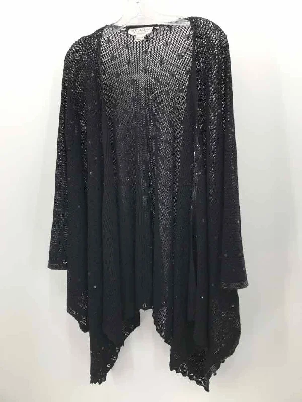 Pre-Owned St John Black Size One Size Shawl Fashionable Shawl with Fringe