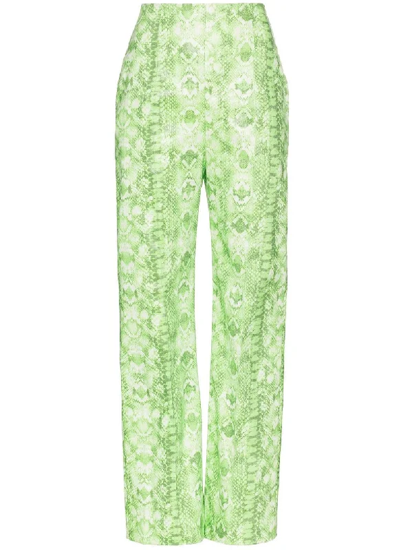 high-waist snakeskin-effect cotton trousers Trousers Exclusive Limited