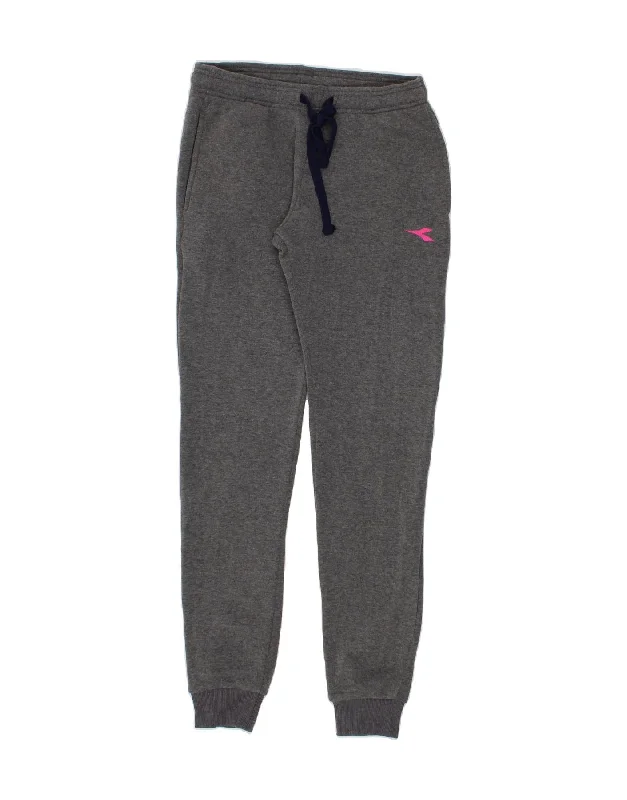 DIADORA Womens Tracksuit Trousers Joggers UK 12 Medium  Grey Cotton Trousers chic elegant