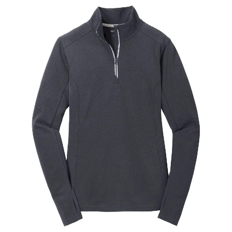 Sport-Tek Women's Iron Grey Sport-Wick Textured 1/4-Zip Pullover Wide Sleeve Pullover