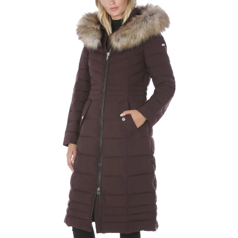 Womens Faux Fur Trim Hooded Puffer Jacket Faux Fur Jacket Real Fur Jacket Shearling Jacket