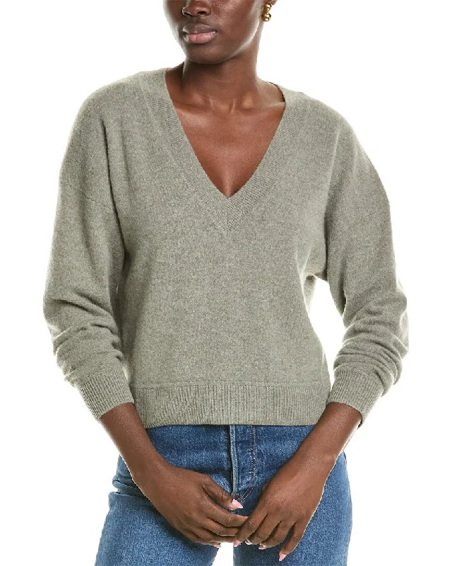 NAADAM Cropped V-Neck Cashmere Pullover Button Front Sweater