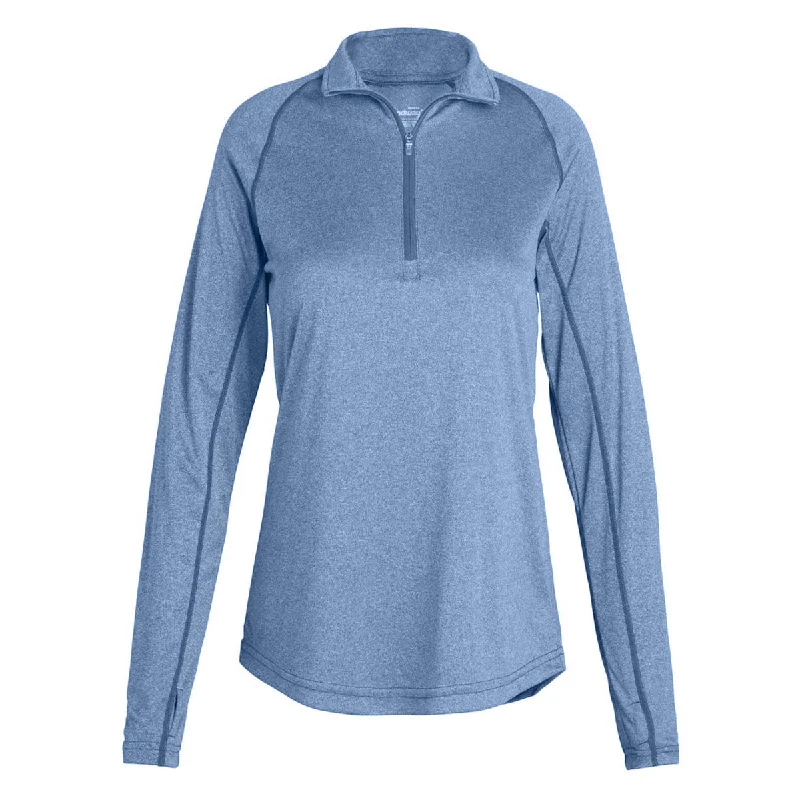 Landway Women's Heather Blue Apex Baselayer Active Dry Pullover Button Front Sweater