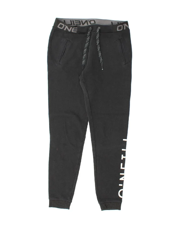 O'NEILL Womens Graphic Tracksuit Trousers Joggers UK 14 Medium  Black Trousers versatile all-occasion