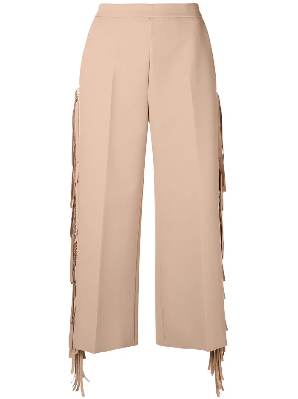 fringed cropped trousers Trousers Silk Elegant