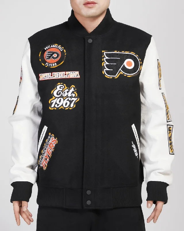 CHAMARRA PHILADELPHIA FLYERS ANIMAL PRINT WOOL VARSITY JACKET Knit Jacket Woven Jacket Fleece Jacket