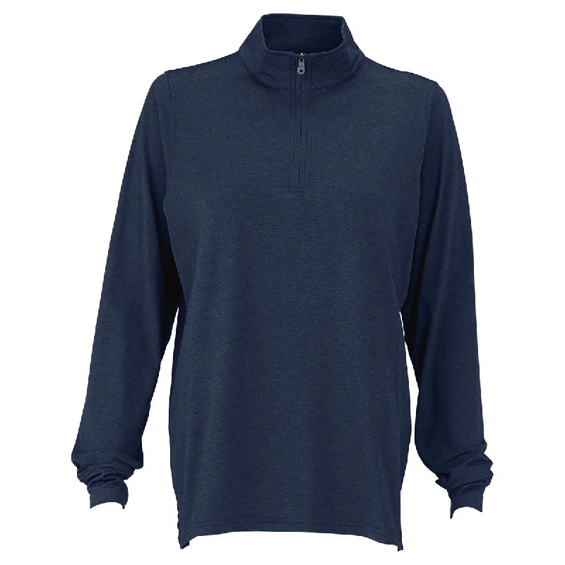 Vantage Women's Navy Zen Pullover Ruffled Neck Pullover