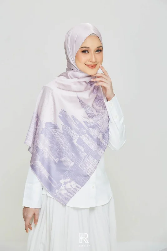 Raffida Manhattan Shawl In Beige Lavender Soft Cotton Shawl Poncho