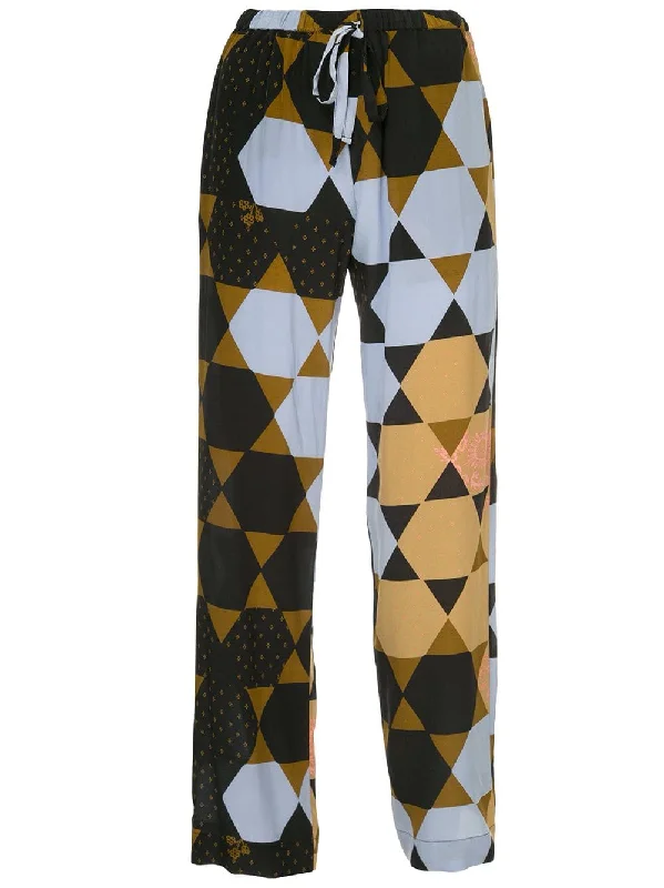 hexagon print trousers Trousers Satin Smooth