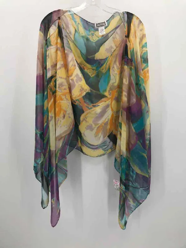 Pre-Owned Kokomo Yellow Size One Size Printed Shawl Luxurious Silk Shawl Cape