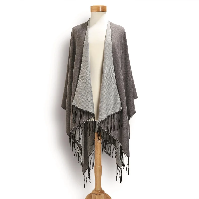 Two's Company TC 22322-20 Reversible Shawl with Fringe Soft Summer Shawl Wrap