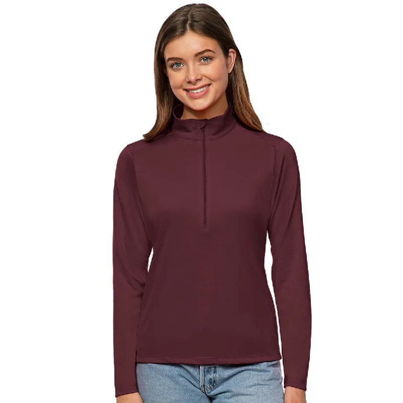 Antigua Women's Maroon Tribute 1/2 Zip Pullover Short Puff Sleeve