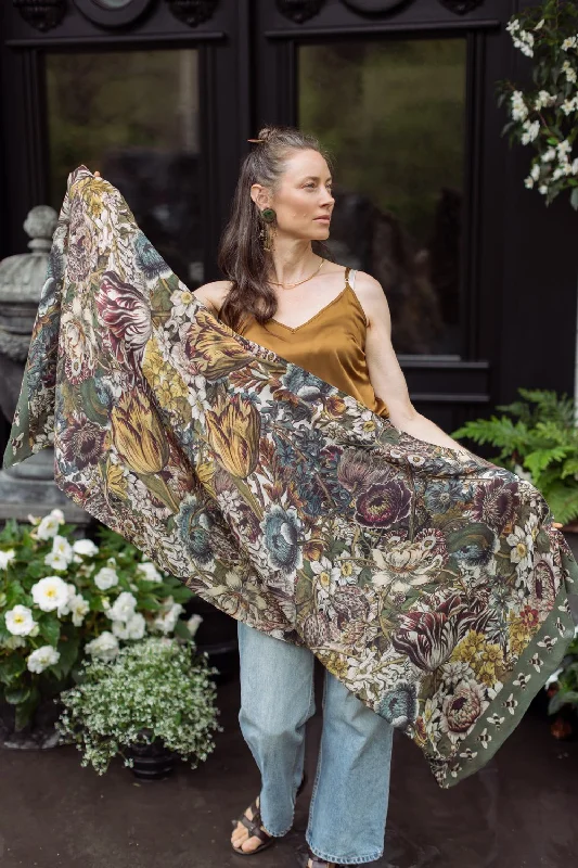 Love Grows Wild Scarf Shawl Elegant Wool Shawl Cape