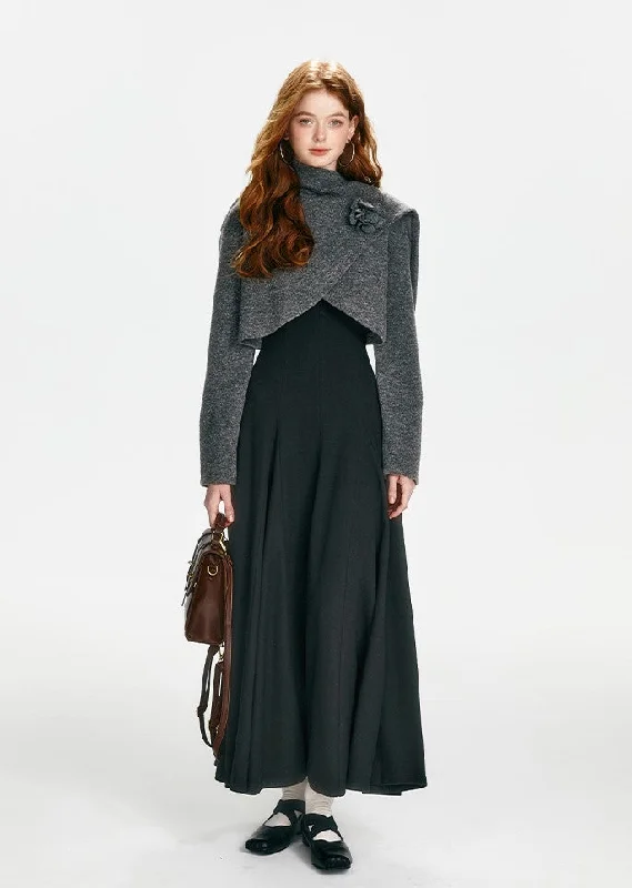 Irregular Thickened Brushed Shawl/Long Dress BOH0083 Warm Wool Shawl Cape