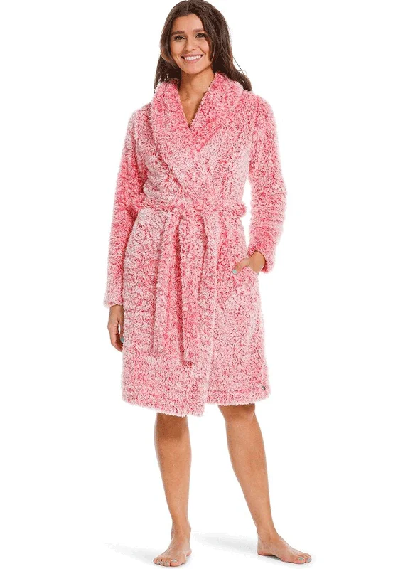 Rebelle Fluffy Shawl Collar Dressing Gown, Pink Chic Knit Shawl Poncho