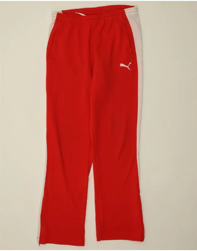 PUMA Womens Tracksuit Trousers UK 12 Medium  Red Colourblock Trousers Velvet Soft