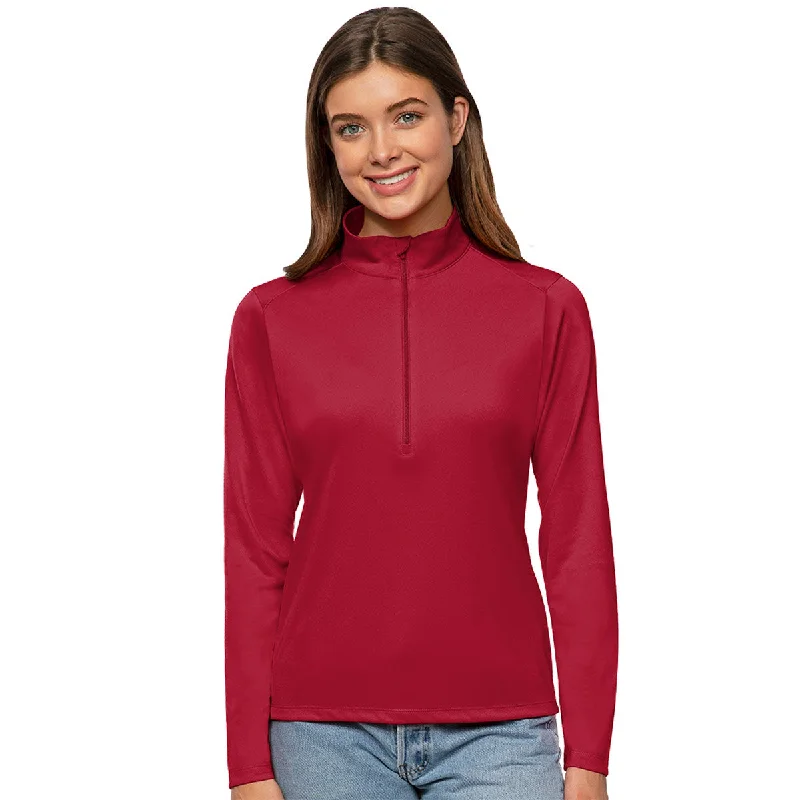 Antigua Women's Cardinal Red Tribute 1/2 Zip Pullover Set Sleeve Pullover