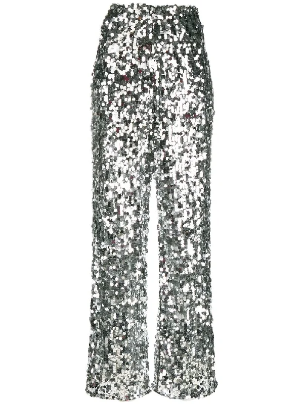 sequin-embellished tulle trousers Trousers Bootcut Casual