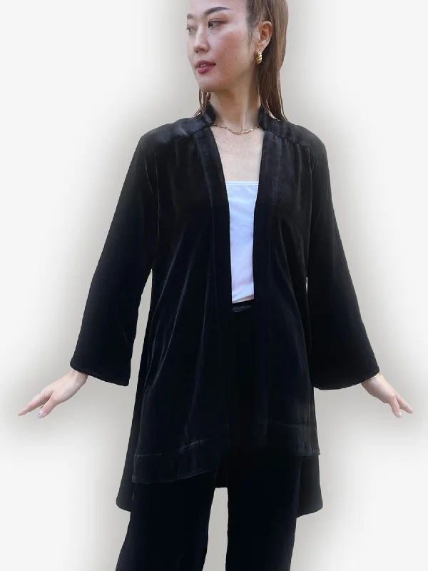 Open Front Kimono Velvet Jacket Oversized Jacket Tailored Jacket Straight Jacket