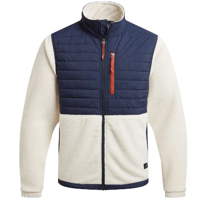 Craghoppers Montadale Hybrid Jacket - Mens - Ecru/Blue Navy Snapped Jacket Toggled Jacket Drawstring Jacket