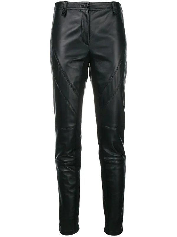 slim fit leather trousers Trousers Solid Black