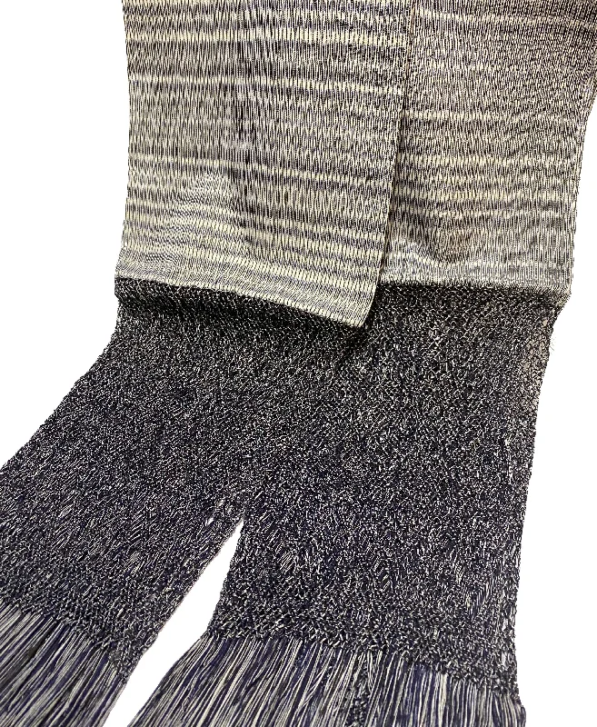 Traditional Tenancingo Rebozo Hand Woven In Loom in Egyptian Cotton Shawl - Black & Gray Chic Chunky Knit Shawl