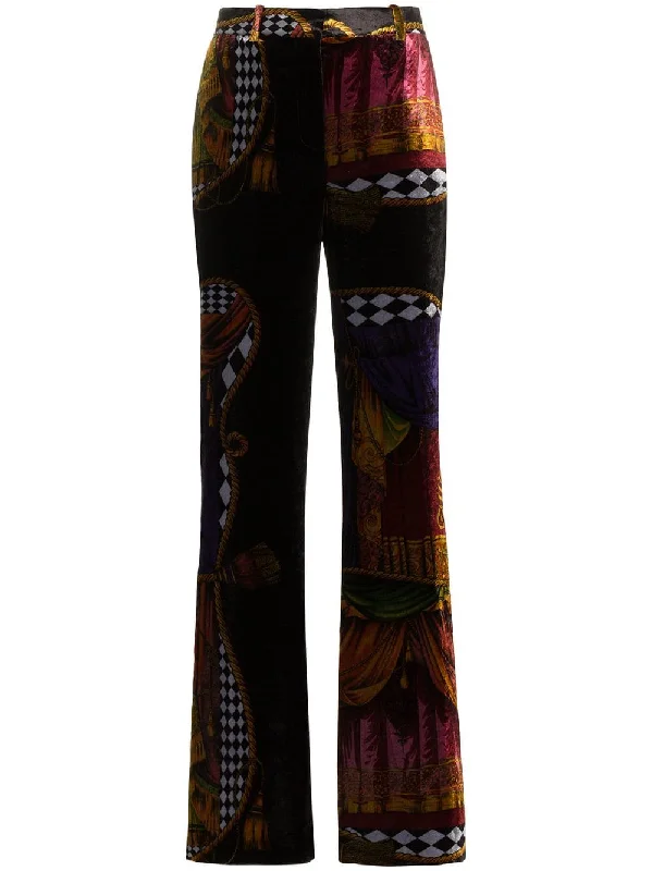 high-waisted Sipario print silk blend velvet trousers Trousers Lace Delicate