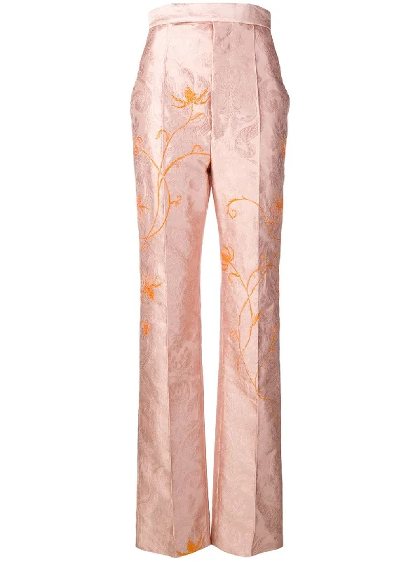 floral-embroidered jacquard trousers Trousers Hiking Durable