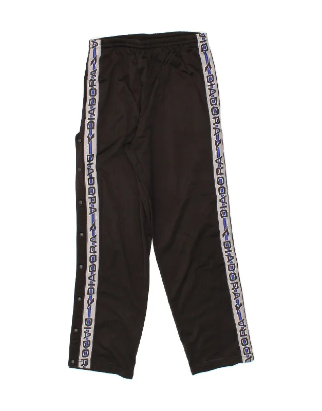 DIADORA Womens Vintage Graphic Tracksuit Trousers Medium  Black Polyester Trousers Mesh Breathable