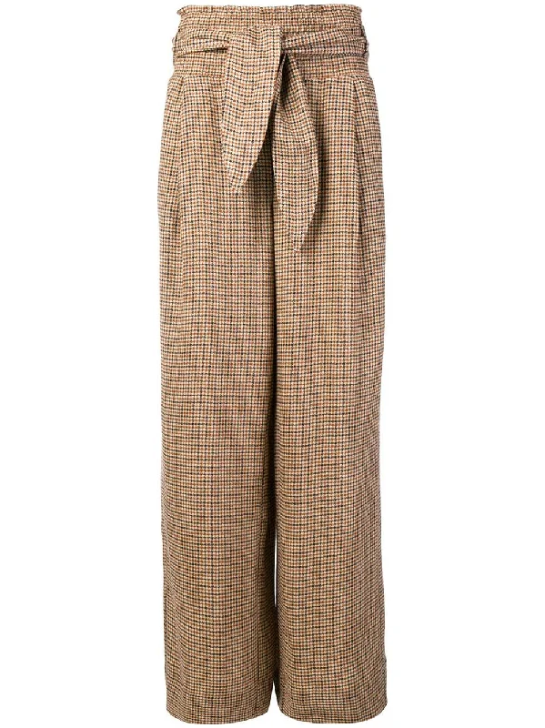 high-waisted checked trousers Trousers Striped Patterned